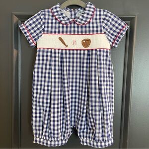 The Smocking Bug Baseball Themed Smocked Jon Jon Toddler Size 3